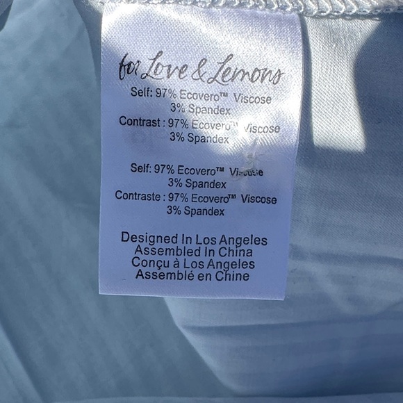 For Love And Lemons Blue Striped Shirt with Floral Pocket - Picture 7 of 7